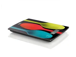 Laica KS1035 Báscula Electrónica de Cocina 5kg/1g con Plato de Vidrio Templado Multicolor, Tara, Pantalla LCD y Batería