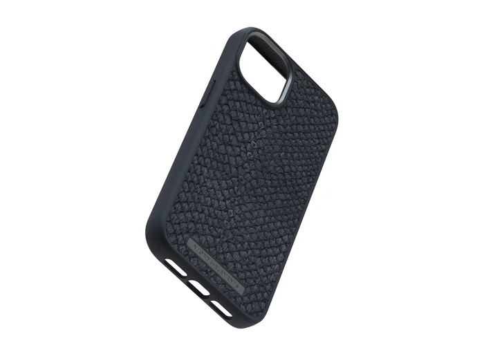 Njord byELEMENTS iPhone 14 (15.5 cm / 6.1") Funda MagSafe con Piel de Salmón - Negro - Protección contra Caídas hasta 2 m, Compatible con Carga Inalámbrica