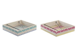 DKD Home Decor Surtido de Servilleteros Africa Gres en MDF y Metal de 18x18x4 cm