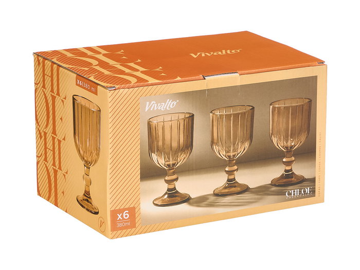 Vivalto Copa Vino Rayas 380 ml Ambar 9x16.3x9 cm (Set de 24)
