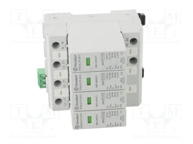 FINDER Limitador de sobretensiones Tipo 1+2 3+NPE 50kA IP20 FINDER Limitador de sobretensiones Tipo 1+2 3+NPE 50kA IP20