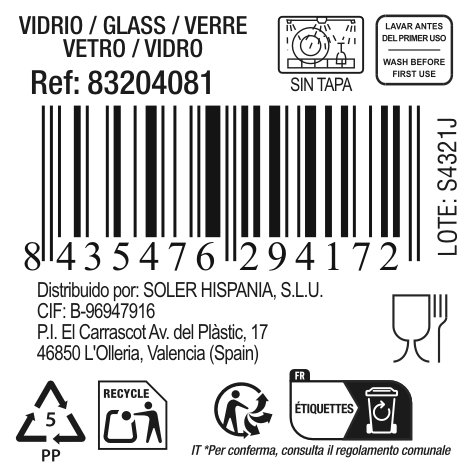 Inde Jarra de Vidrio con Tapa Chrystie 1000 cc (Pack de 12 Unidades)