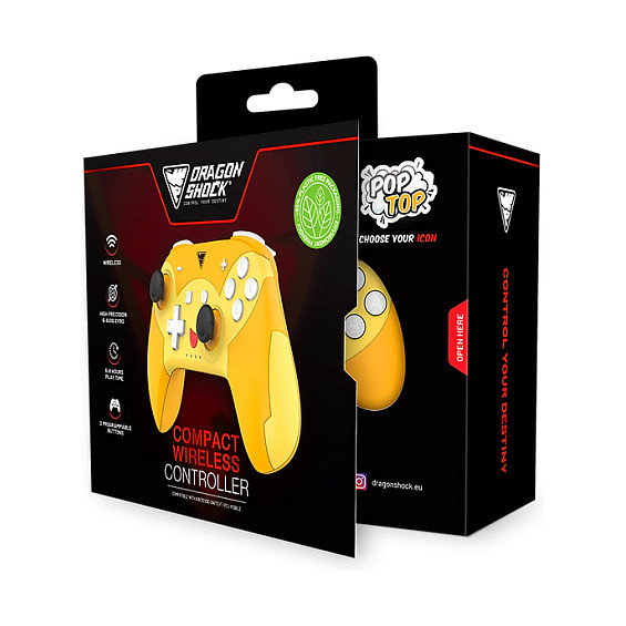 Dragonshock PopTop Compact Wireless Pika Switch para Nintendo Switch, Naranja, Rojo, Amarillo