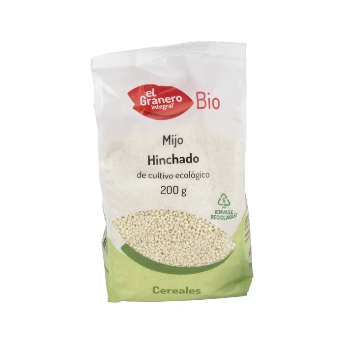 El Granero Cereal de Desayuno Mijo Hinchado Bio 200g - Ecológico, Vegano, sin Gluten, Listo para Consumir El Granero Cereal de Desayuno Mijo Hinchado Bio 200g - Ecológico, Vegano, sin Gluten, Listo para Consumir