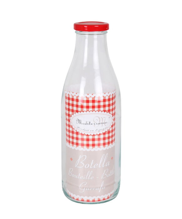 Mediterraneo Botella Vidrio Agua 1L con Tapa 9x25.5 cm (12 Unidades) Mediterraneo Botella Vidrio Agua 1L con Tapa 9x25.5 cm (12 Unidades)