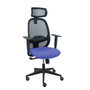 PIQUERAS Y CRESPO Silla de oficina Cilanco, mecanismo sincro, asiento azul claro y malla negra