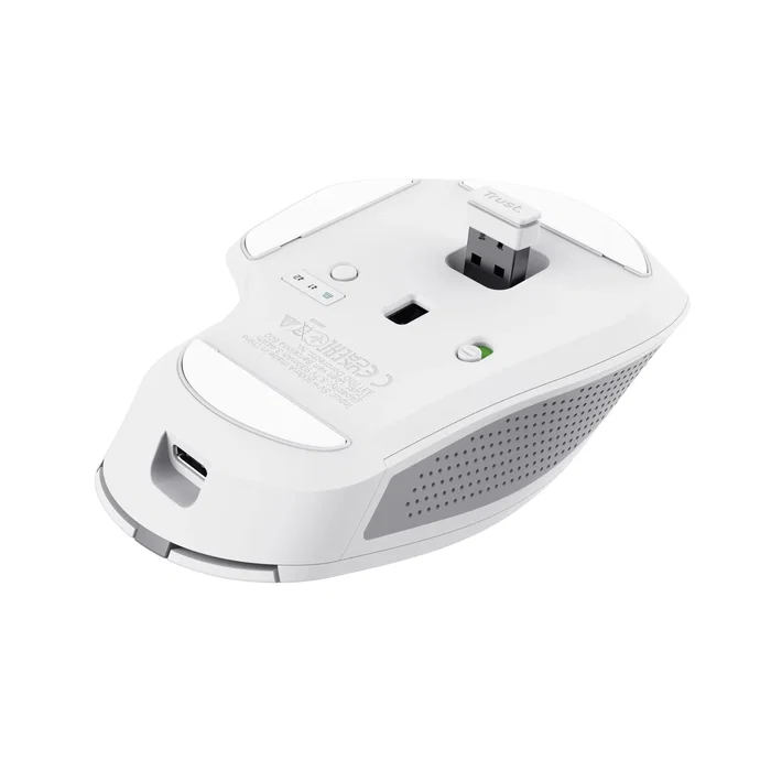 Trust Ozaa+ Ratón Inalámbrico Oficina RF + Bluetooth, Óptico 3200 DPI, 6 Botones Silenciosos, Recargable, Para Mano Derecha, Blanco