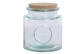 DKD Home Decor Tarro de Vidrio Reciclado con Corcho 1,5L (Pack de 6)