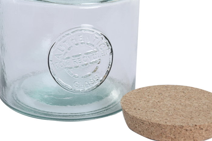 DKD Home Decor Tarro de Vidrio Reciclado con Corcho 1,5L (Pack de 6)