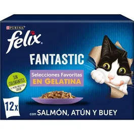 Purina Felix Feline Fantastic Selecciones Favoritas Comida Húmeda para Gato 12 Sobres de 85 gr