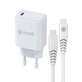 Cargador de Pared + Cable USB-C Muvit for Change Blanco