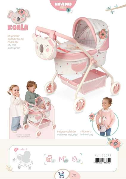 Decuevas Mi Primer Coche De Muñeca Koala Con Bolso Riñonera Para Muñecas De Hasta 42 Cm 35x50x56 Cm