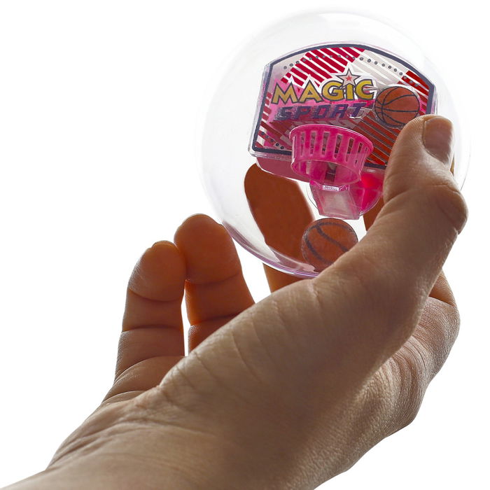 Mister Gadget Bola Juego de Baloncesto con Luces y Sonidos, Incluye Pilas LR44, Colores Surtidos (Rosa, Verde), d.7,5 cm