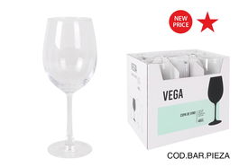 Inde Copa de Vino "Vega" 46 cl (0.46 L), Cristal, Diámetro 7.4 cm x Altura 22 cm - Juego de Copas para Vino Tinto y Blanco (24 Unidades)