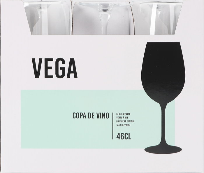 Inde Copa de Vino "Vega" 46 cl (0.46 L), Cristal, Diámetro 7.4 cm x Altura 22 cm - Juego de Copas para Vino Tinto y Blanco (24 Unidades)