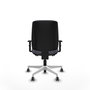 Silla de oficina Alares con mecanismo Sincro/Traslack tapizada con Tela color Gris oscuro. Equipada con Base poliamida blanca, Brazos 1D y Ruedas 65 mm parqué