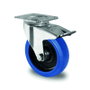 Rueda Industrial 80Ø Goma Elástica Azul Placa Freno BASIC R4F1