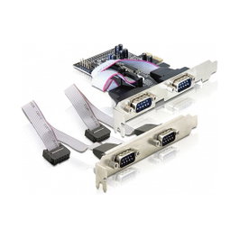 DeLOCK Tarjeta PCI Express x1 a 4 x Serial RS-232 con soportes de bajo perfil