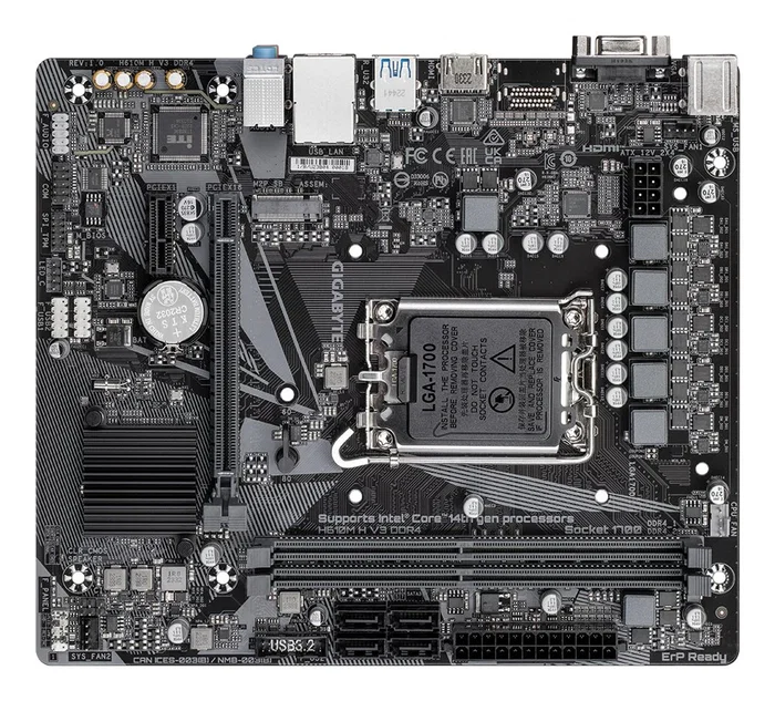 Gigabyte H610M H V3 DDR4 Placa Base Intel LGA 1700 Chipset H610 micro ATX con 2x DDR4, 4x SATA, 1x M.2, para procesadores Intel Core 12a/13a/14a Gen