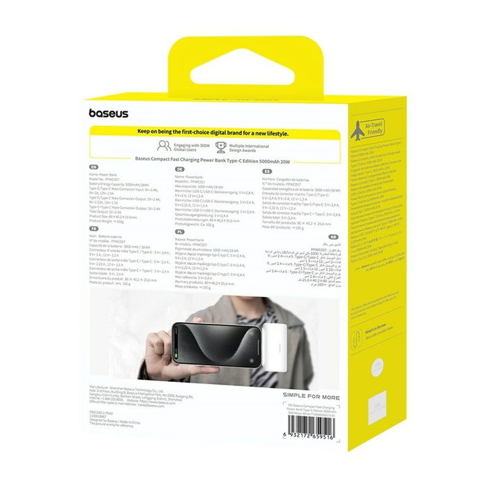 Powerbank Baseus P10068306213-00 Blanco 5000 mAh Powerbank Baseus P10068306213-00 Blanco 5000 mAh