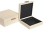 DKD Home Decor Set de 2 Cajas de Madera y PU Beige 25x25x10 cm