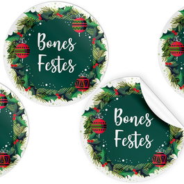 ARGUVAL Rollo de 250 etiquetas redondas de Navidad en catalán