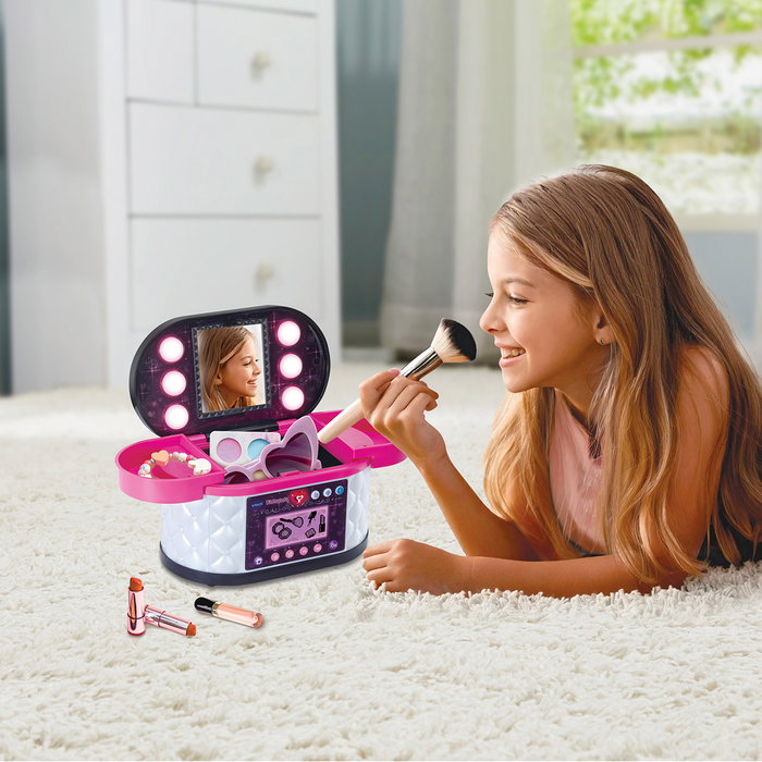 V-TECH Kidisecrets Maletín Secreto Interactivo de Maquillaje con Espejo LED, Código Seguro, Bluetooth y Radio - Modelo Megro 80-581867 para Niñas +5 Años