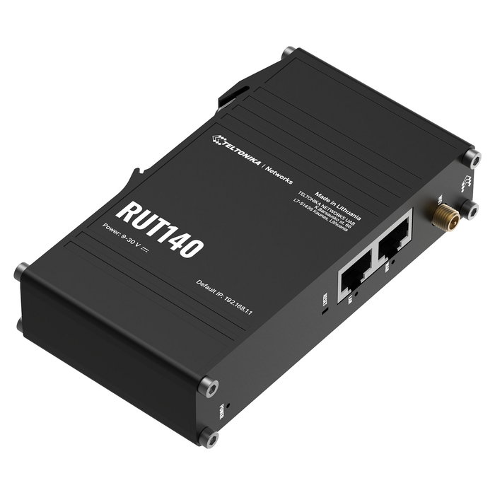 Teltonika RUT140 Router Industrial Kompakter Ethernet Router, 2x RJ45 100Mbps, WAN Ethernet, IP30, Negro