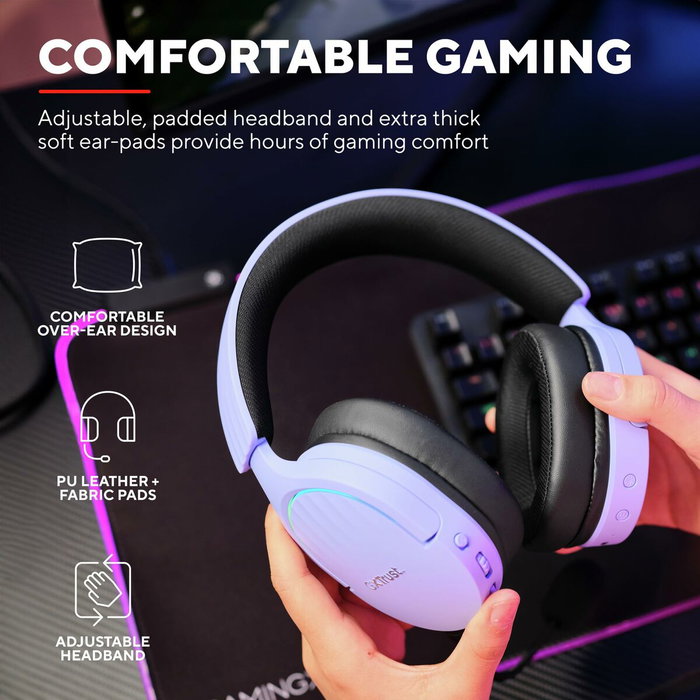 Trust GXT 491 Fayzo Auriculares Gaming Inalámbricos Morados