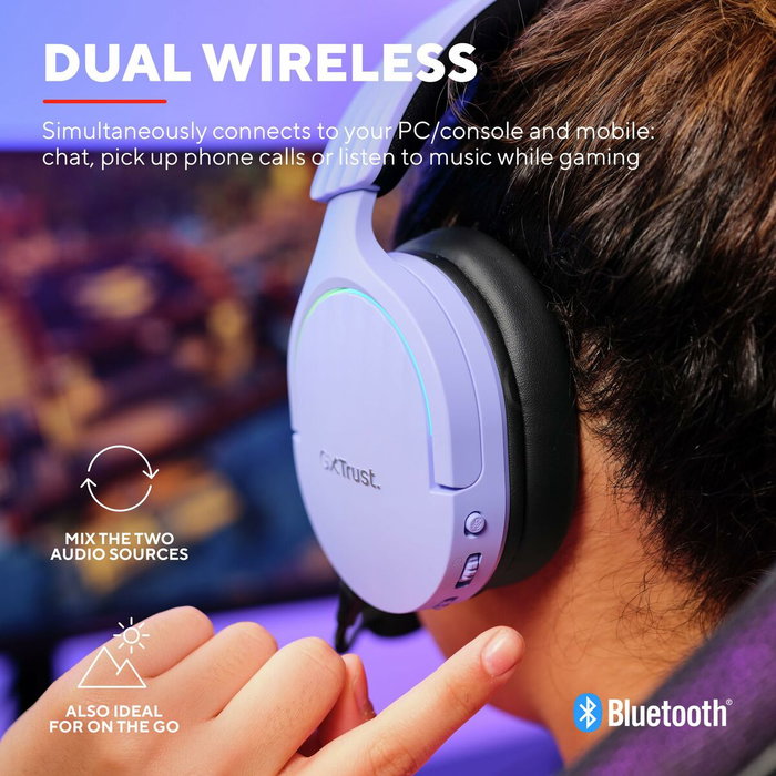 Trust GXT 491 Fayzo Auriculares Gaming Inalámbricos Morados