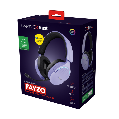 Trust Gaming Auriculares Inalámbricos GXT 491 Fayzo con Micrófono, Bluetooth y Jack 3.5, Morados Trust Gaming Auriculares Inalámbricos GXT 491 Fayzo con Micrófono, Bluetooth y Jack 3.5, Morados