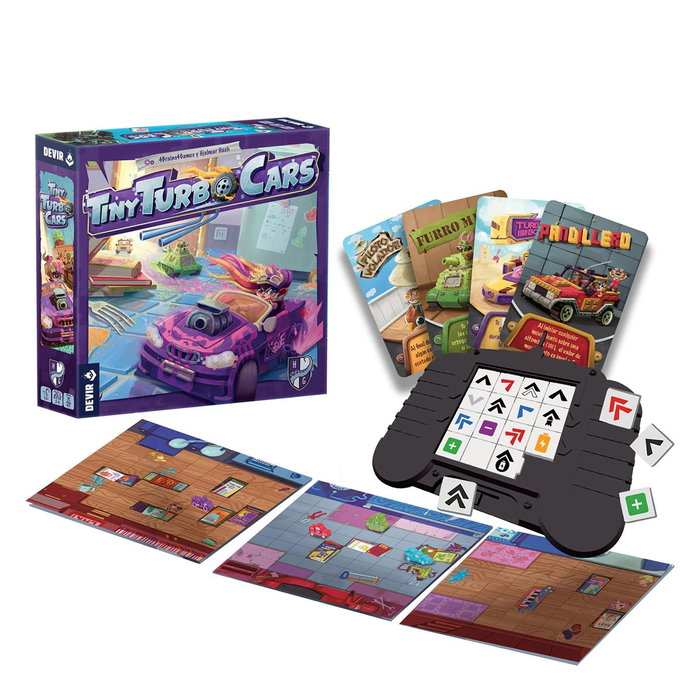 Devir Juego de Mesa Tiny Turbo Cars - Juego de Estrategia y Carreras para 2-4 Jugadores, a Partir de 10 Años, Duración 40 Minutos, en Español