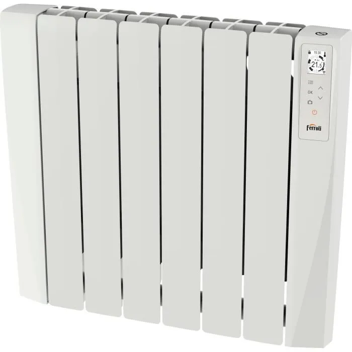 Ferroli FER8430709516069 Radiador Eléctrico Fluido Caloportador 1000W Neo Conectado Horizontal Blanco