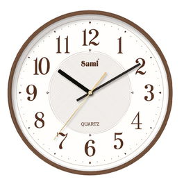 SAMI Reloj de Pared HQ TAIWAN Redondo 30 cm en Madera de Nogal