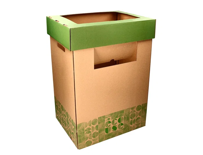 Liderpapel Papelera Ecouse Contenedor de Reciclaje 70 Litros en Cartón 100% Reciclado y Reciclable 450x350x650 mm