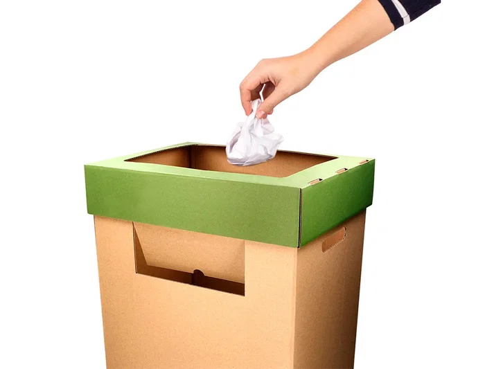 Liderpapel Papelera Ecouse Contenedor de Reciclaje 70 Litros en Cartón 100% Reciclado y Reciclable 450x350x650 mm