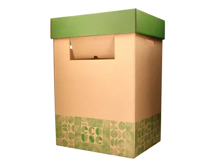 Liderpapel Papelera Ecouse Contenedor de Reciclaje 70 Litros en Cartón 100% Reciclado y Reciclable 450x350x650 mm