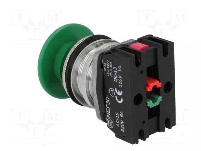 PROMET Interruptor de presión verde NC + NA 30mm