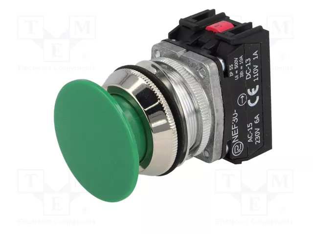 PROMET Interruptor de presión verde NC + NA 30mm