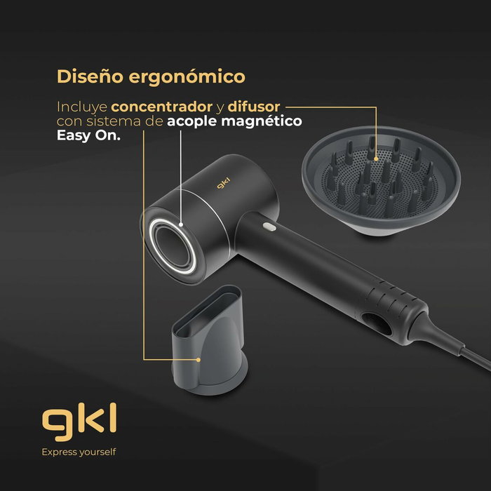 GKL PEARLSENSE Secador de pelo iónico profesional 1600W Blanco