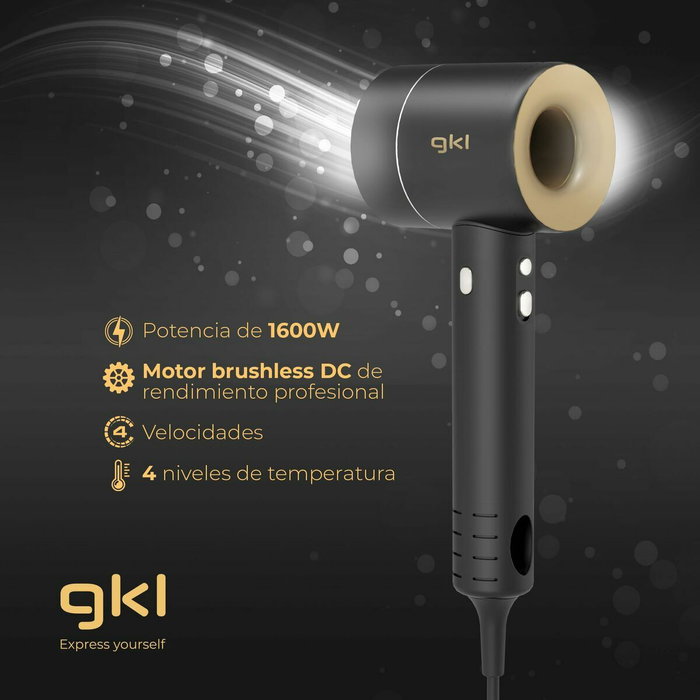 GKL PEARLSENSE Secador de pelo iónico profesional 1600W Blanco