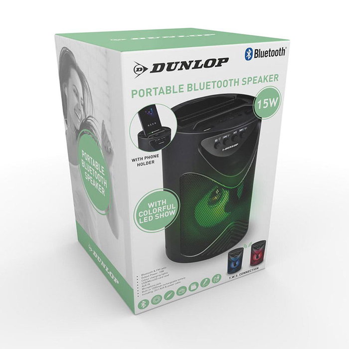 Dunlop Altavoz Bluetooth 15W TWS USB con LED Integrados