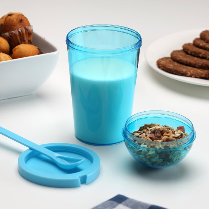 Versa Vaso Porta Alimentos con Cuchara Azul 9x16 cm (6 Unidades)