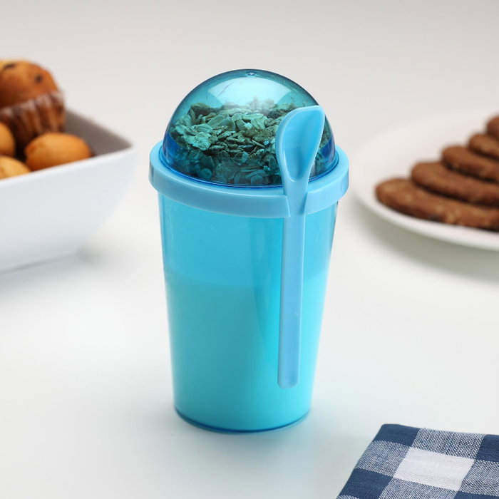Versa Vaso Porta Alimentos con Cuchara Azul 9x16 cm (6 Unidades)
