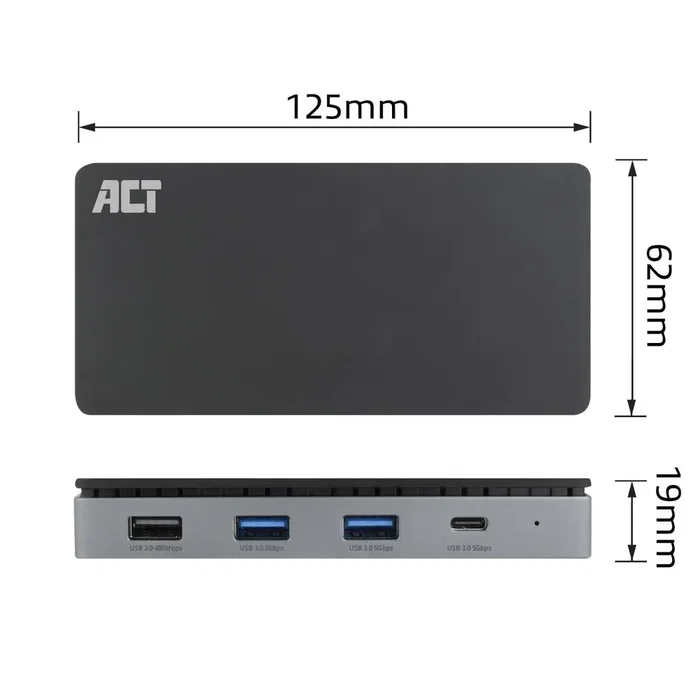 ACT AC7093 Docking Station USB-C 4K MST con 2 HDMI y PD 100W