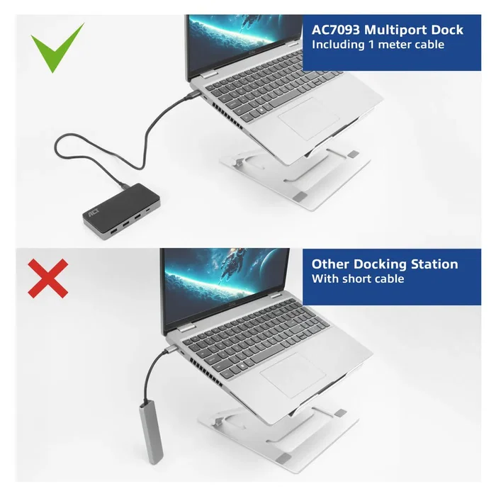 ACT AC7093 Docking Station USB-C 4K MST con 2 HDMI y PD 100W