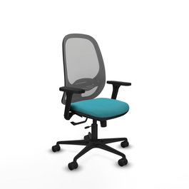 PIQUERAS Y CRESPO Silla de oficina Cilanco con mecanismo Sincro/Traslack, Tela Turquesa y Malla Gris