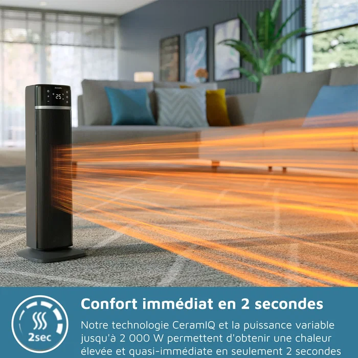 Philips Serie 5000 Calefactor Eléctrico de Columna, 2000 W, Color Gris Oscuro, PHI1702487766358