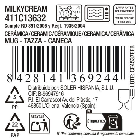 La Mediterranea Taza Milkycream 100cc (Pack de 36 unidades)