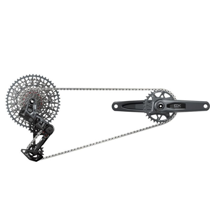 SRAM GX Eagle Transmission Grupo Completo con Bielas, Cadena, Cambio, Mando AXS y Cassette 10-52T SRAM GX Eagle Transmission Grupo Completo con Bielas, Cadena, Cambio, Mando AXS y Cassette 10-52T